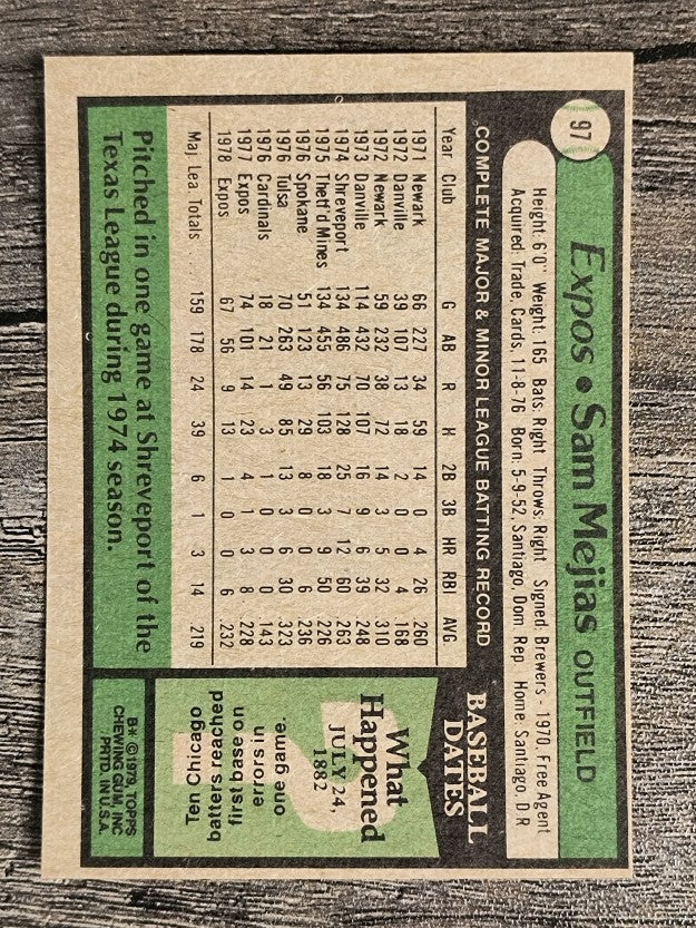 1979 Topps #97 Sam Mejias (EXMT)