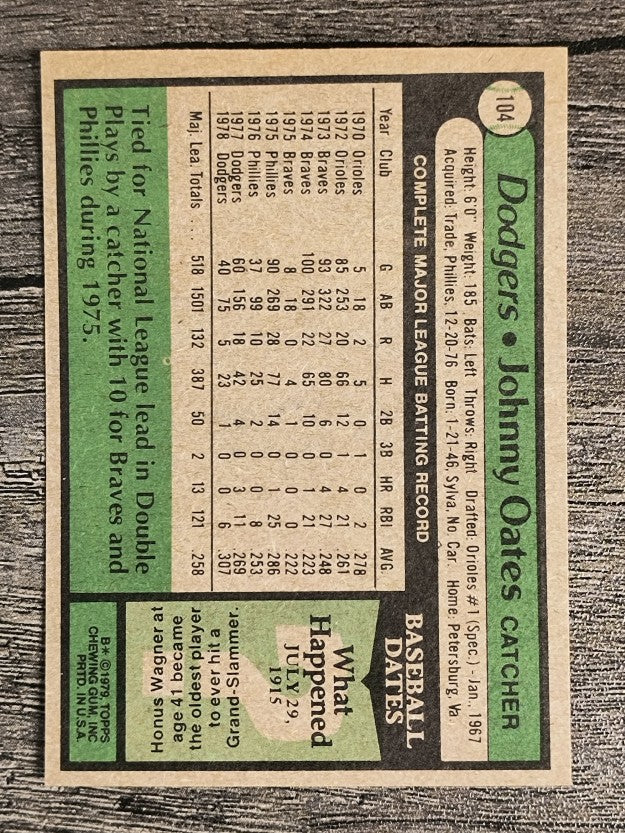 1979 Topps #104 Johnny Oates (EX)