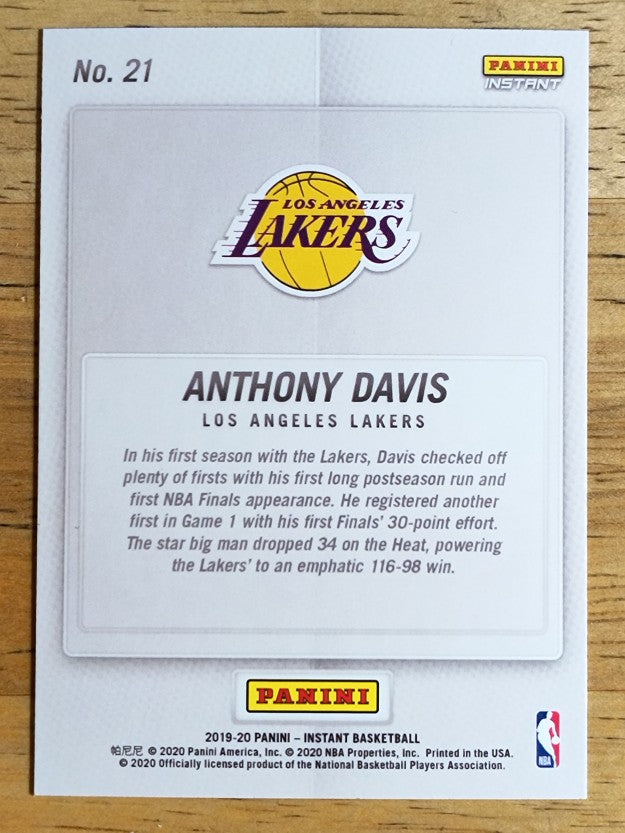 2019-20 Panini Instant Lakers NBA Champions #21 Anthony Davis HL
