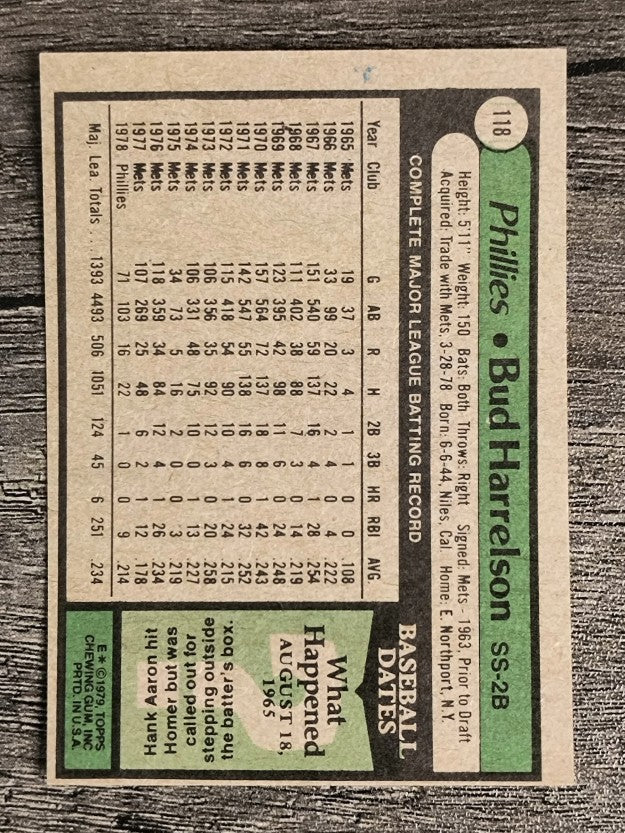 1979 Topps #118 Bud Harrelson (EXMT)