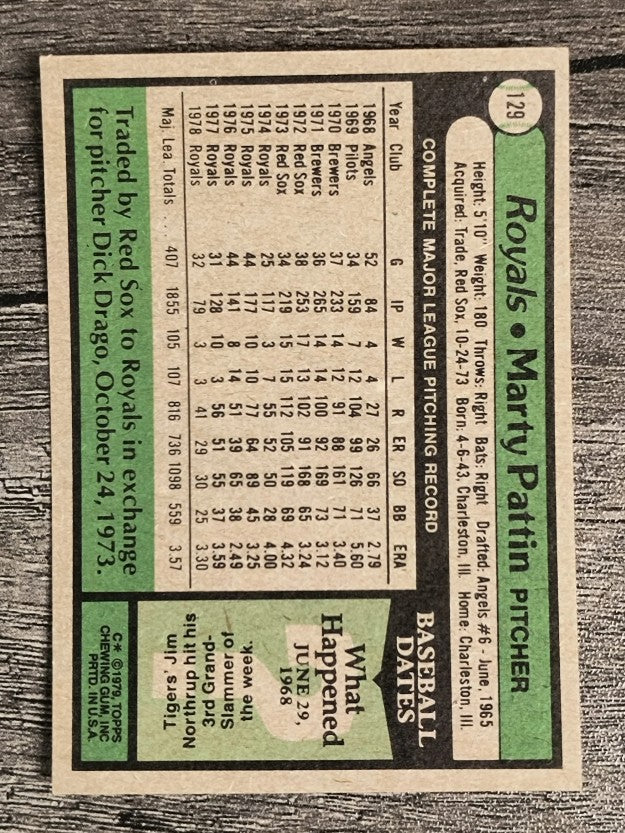 1979 Topps #129 Marty Pattin (EX)