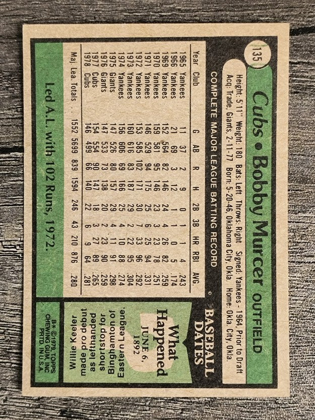 1979 Topps #135 Bobby Murcer (VGEX)