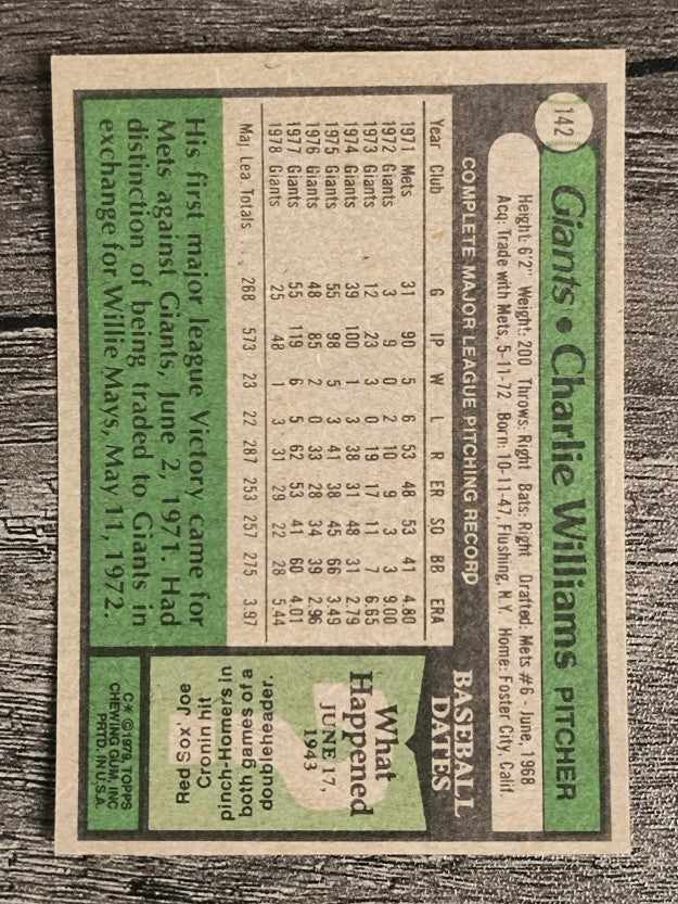 1979 Topps #142 Charlie Williams (EXMT)