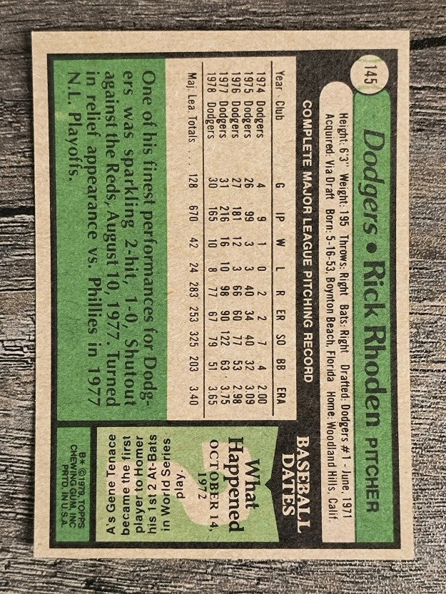 1979 Topps #145 Rick Rhoden (NM)