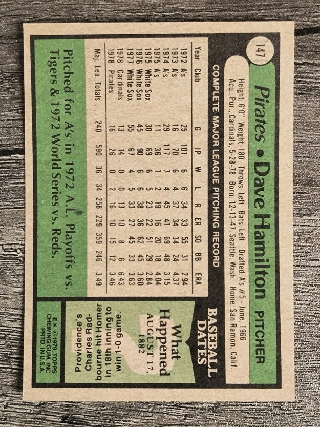 1979 Topps #147 Dave Hamilton (EXMT)