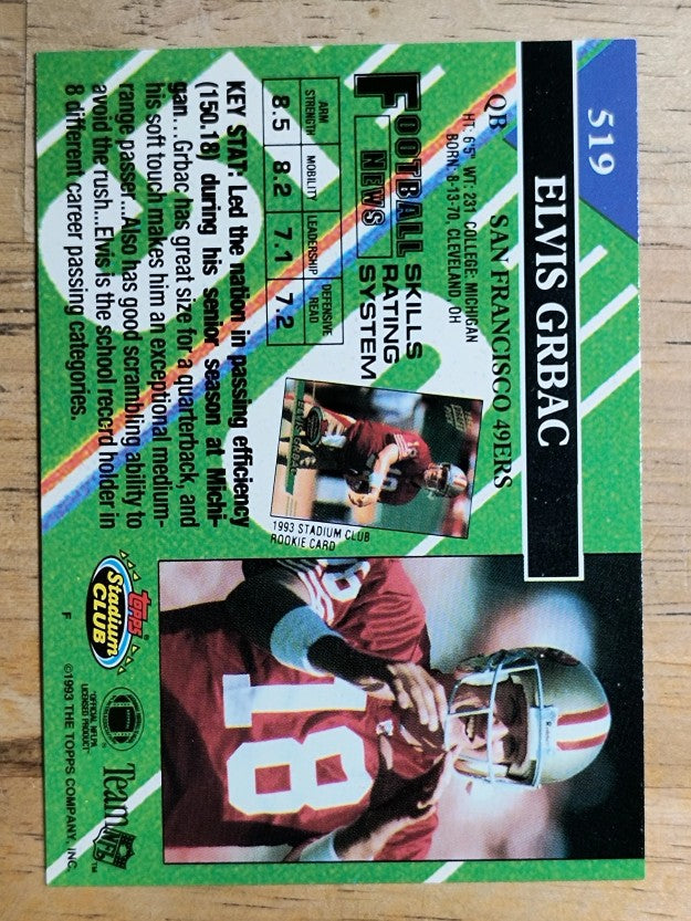 1993 Stadium Club #519 Elvis Grbac RC