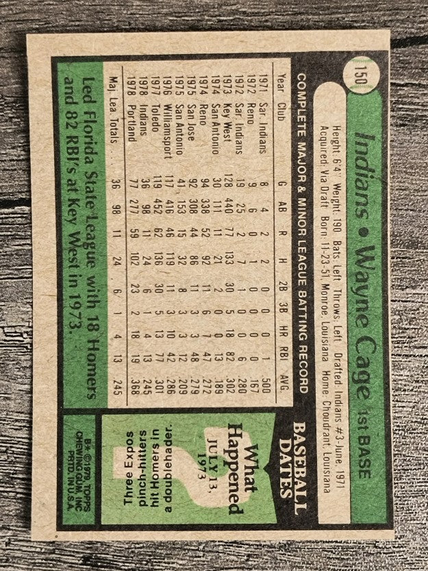 1979 Topps #150 Wayne Cage (EX)