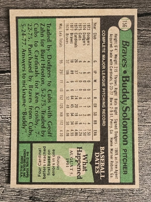 1979 Topps #156 Buddy Solomon (EXMT)