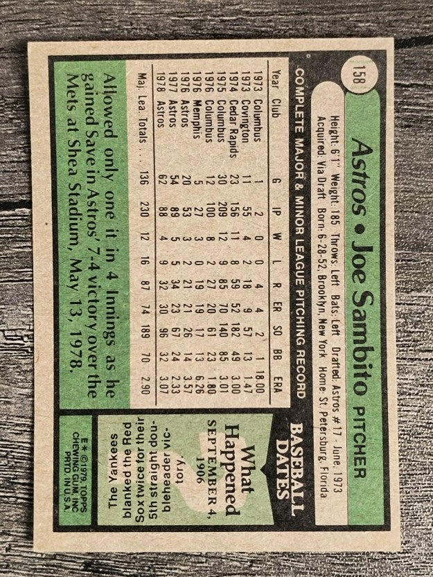 1979 Topps #158 Joe Sambito (EXMT)