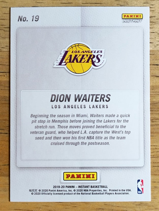 2019-20 Panini Instant Lakers NBA Champions #19 Dion Waiters