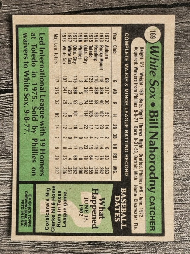 1979 Topps #169 Bill Nahorodny (EX)