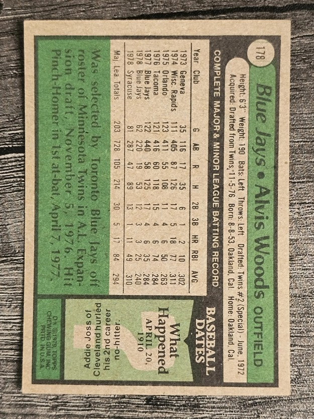 1979 Topps #178 Alvis Woods (EX)