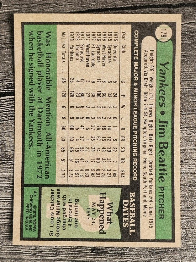 1979 Topps #179 Jim Beattie RC (EXMT)