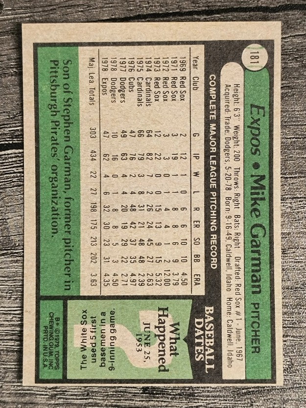1979 Topps #181 Mike Garman (EXMT)