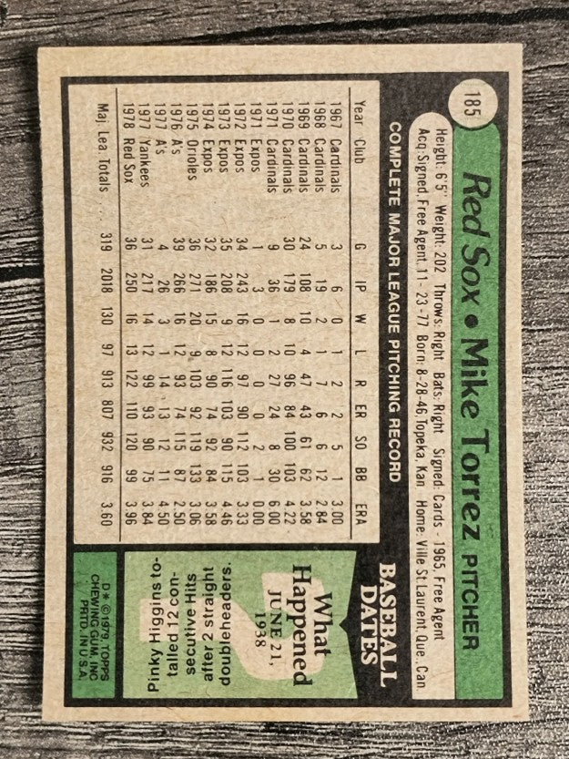 1979 Topps #185 Mike Torrez (EX)