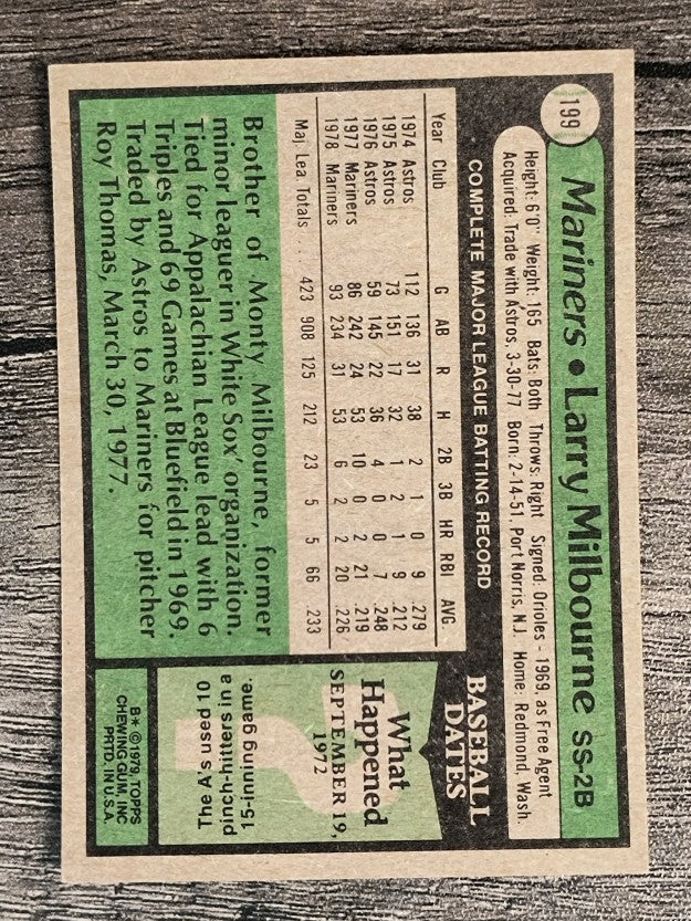 1979 Topps #199 Larry Milbourne (EX)