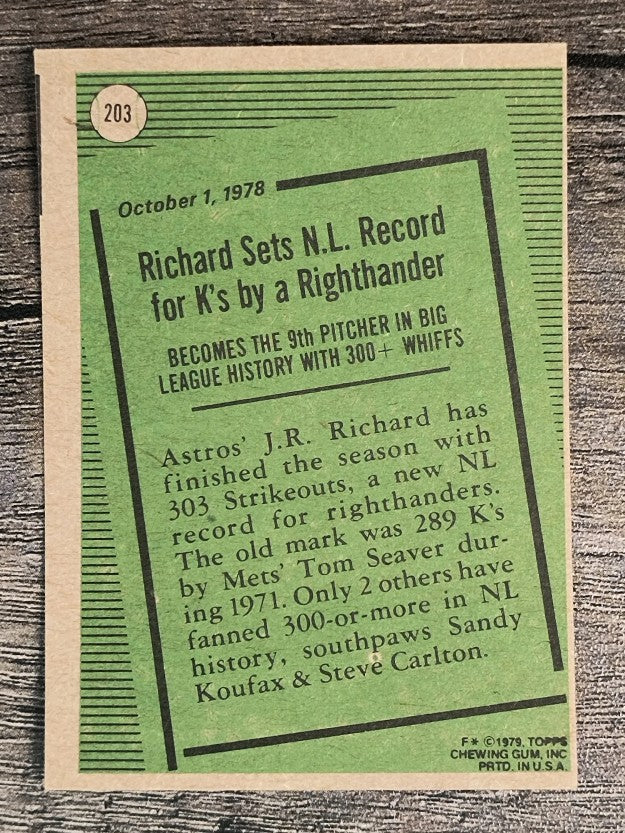 1979 Topps #203 J.R. Richard RB (EX)