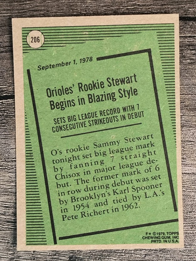 1979 Topps #206 Sammy Stewart RB (NM)