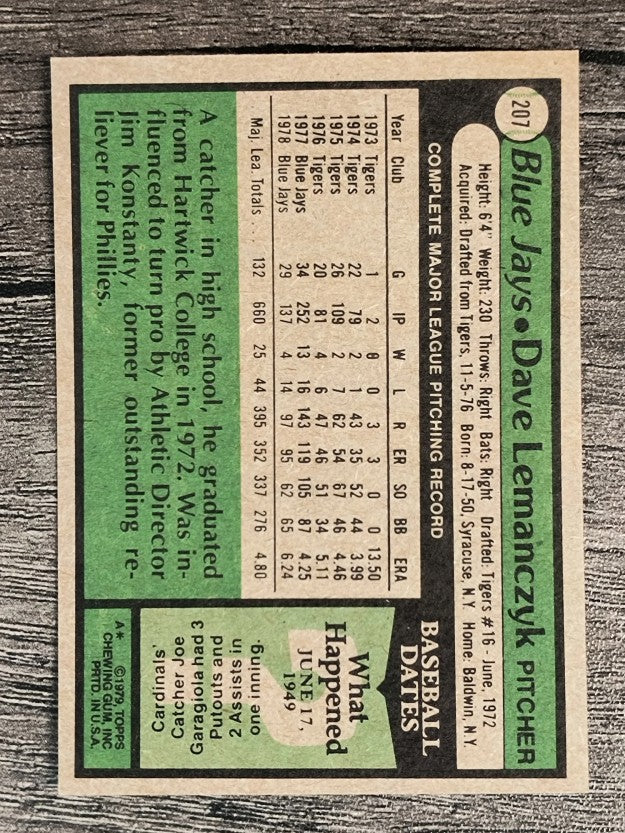 1979 Topps #207 Dave Lemanczyk (EXMT)