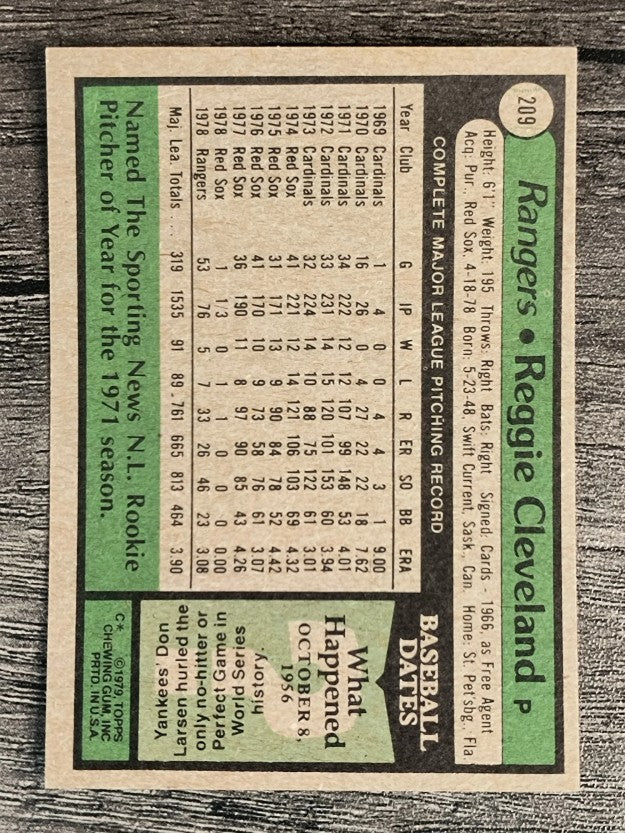 1979 Topps #209 Reggie Cleveland (EX)