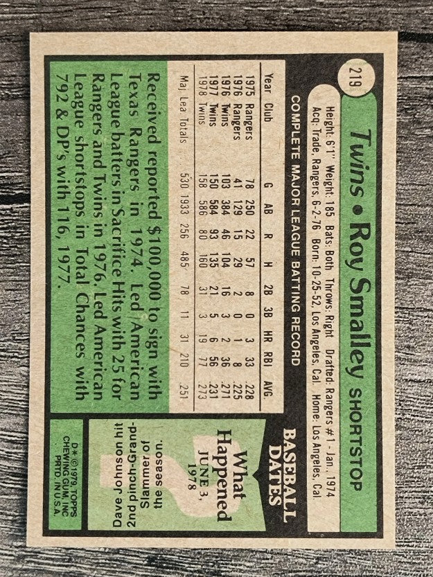 1979 Topps #219 Roy Smalley (EX)