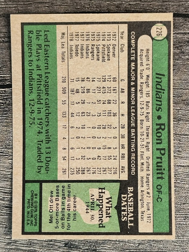 1979 Topps #226 Ron Pruitt (EX)