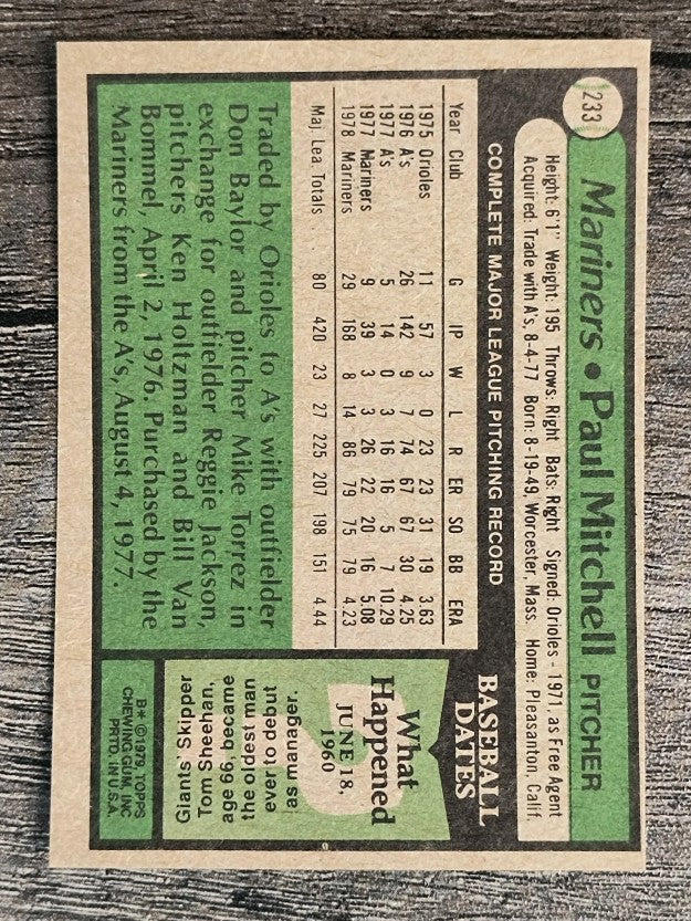 1979 Topps #233 Paul Mitchell (NM)