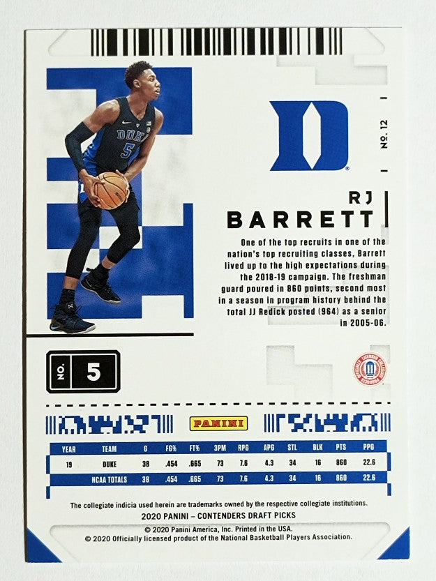 2020-21 Panini Contenders Draft Picks #12 RJ Barrett