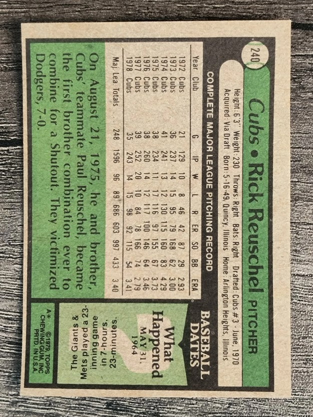 1979 Topps #240 Rick Reuschel (EX)