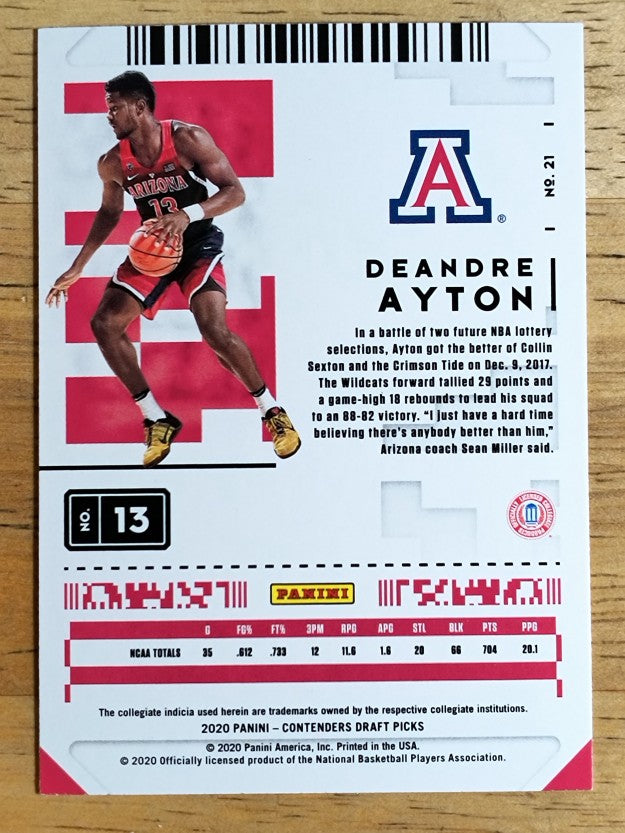2020-21 Panini Contenders Draft Picks #21 Deandre Ayton