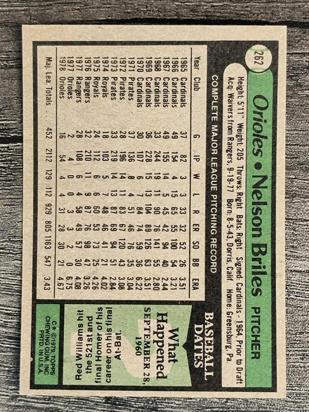 1979 Topps #262 Nelson Briles (EXMT)