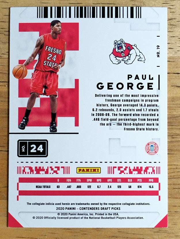 2020-21 Panini Contenders Draft Picks #19 Paul George