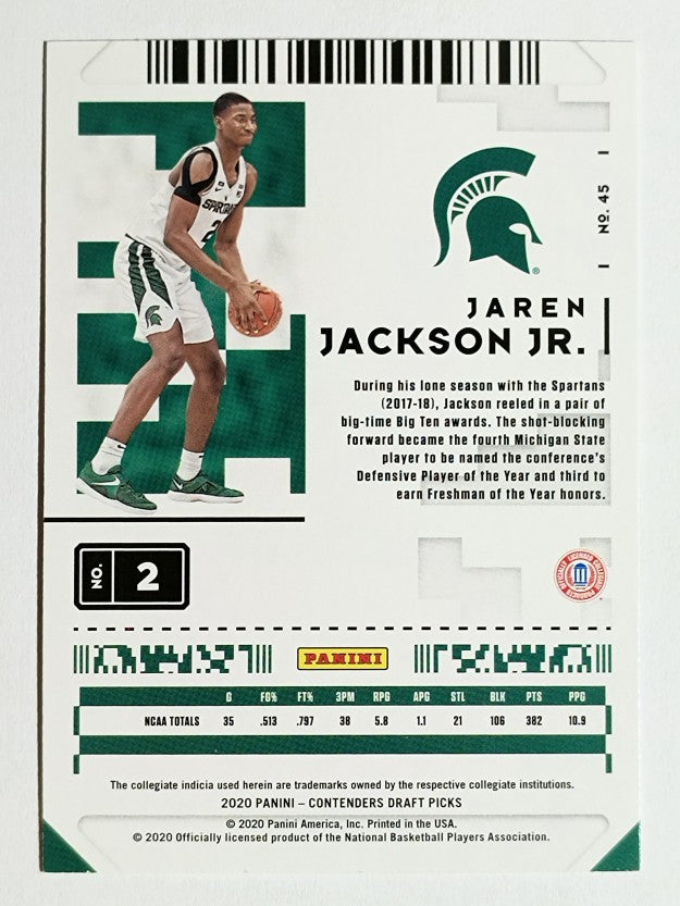 2020-21 Panini Contenders Draft Picks #45 Jaren Jackson Jr.