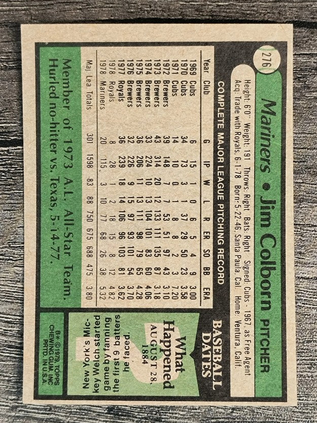 1979 Topps #276 Jim Colborn (EX)