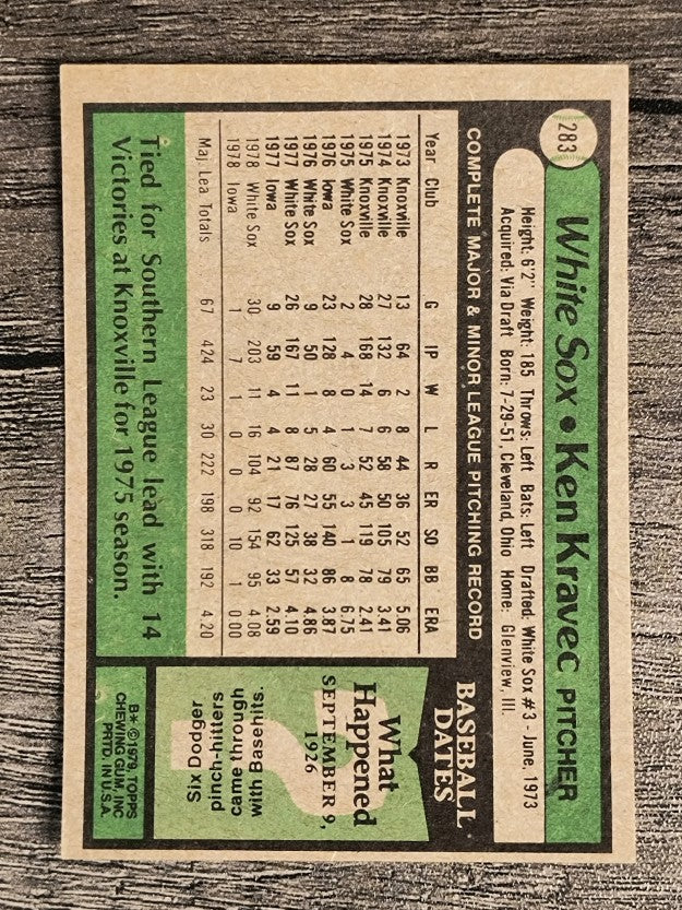 1979 Topps #283 Ken Kravec (EXMT)