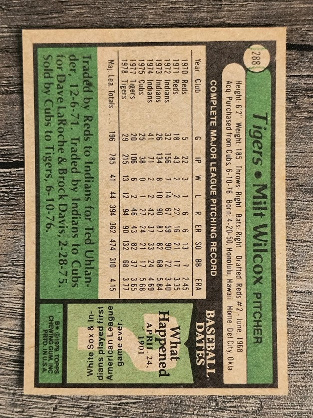 1979 Topps #288 Milt Wilcox (EXMT)