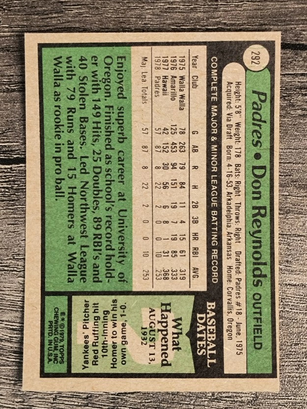 1979 Topps #292 Don Reynolds RC (NM)