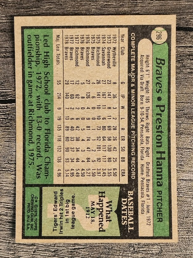 1979 Topps #296 Preston Hanna RC (EXMT)