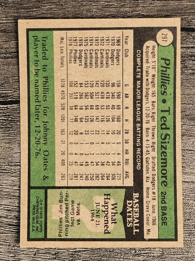 1979 Topps #297 Ted Sizemore (EX)