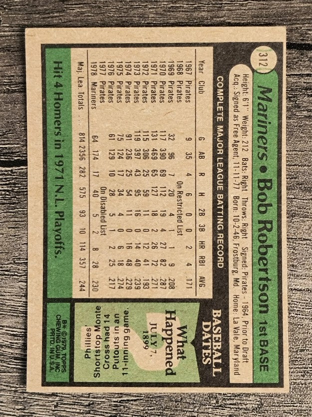 1979 Topps #312 Bob Robertson (EXMT)