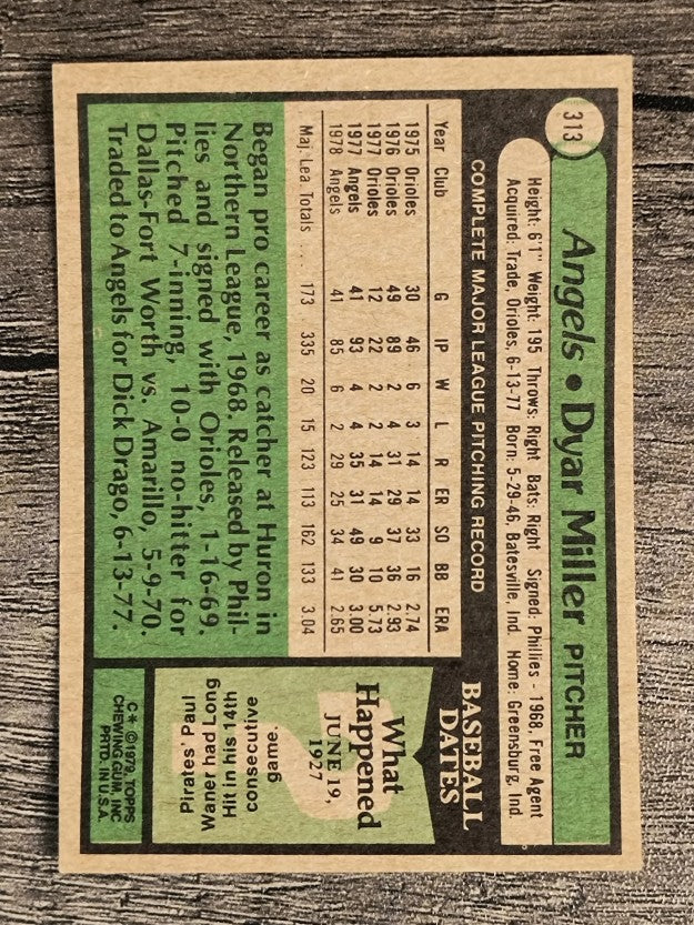 1979 Topps #313 Dyar Miller (EX)