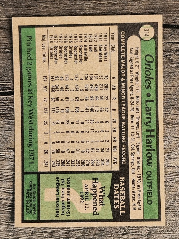 1979 Topps #314 Larry Harlow (NM)