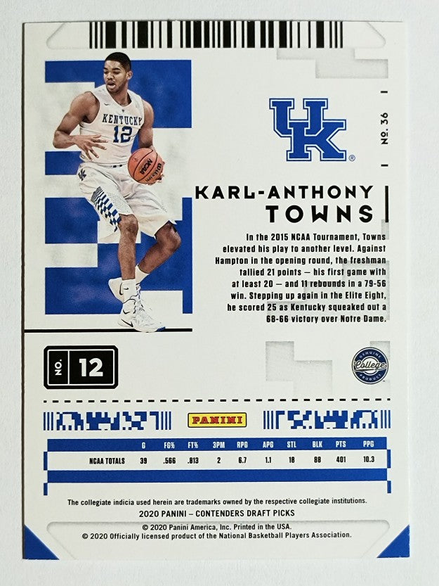2020-21 Panini Contenders Draft Picks #36 Karl-Anthony Towns