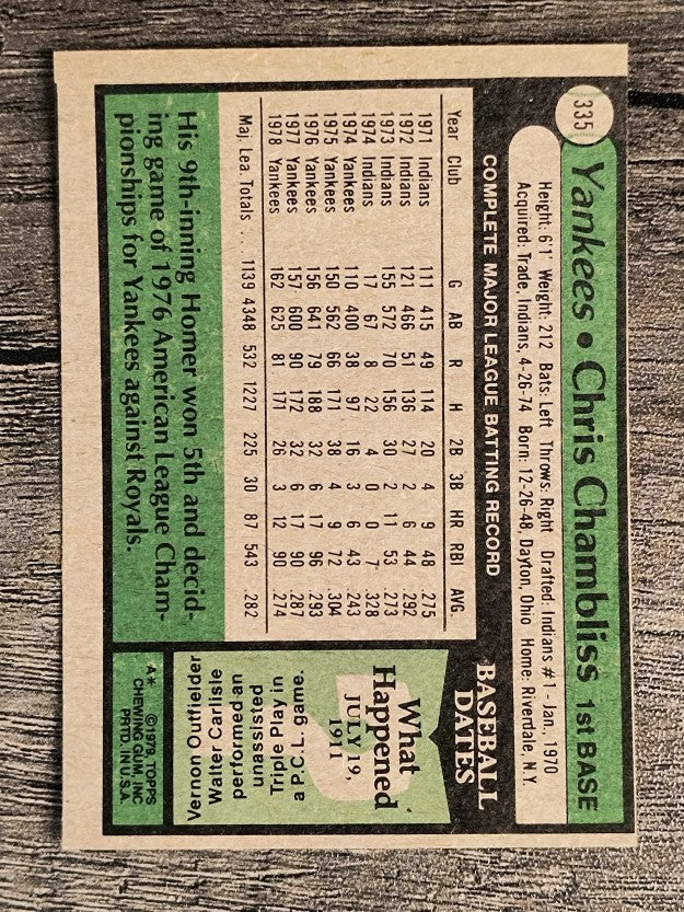 1979 Topps #335 Chris Chambliss (EXMT)