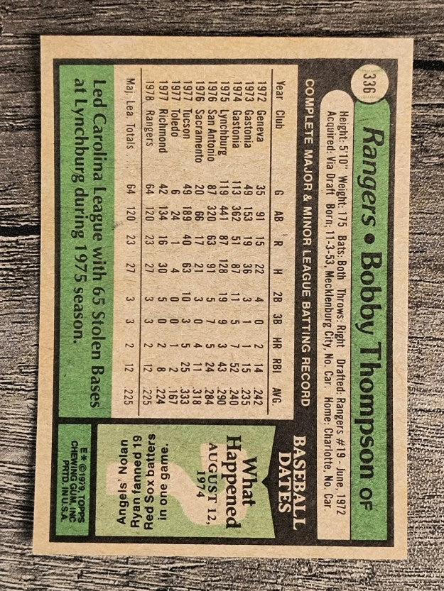 1979 Topps #336 Bobby Thompson RC (EXMT)