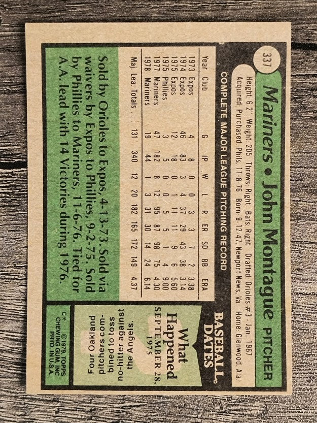 1979 Topps #337 John Montague (NM)