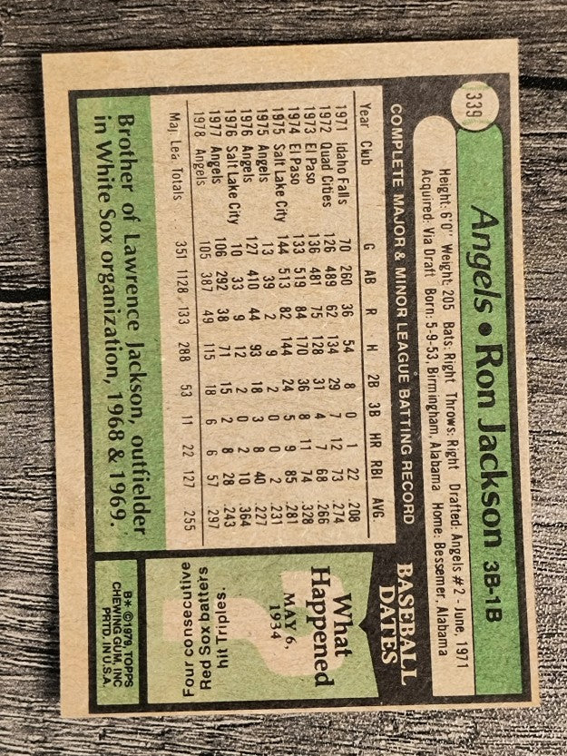 1979 Topps #339 Ron Jackson (NM)