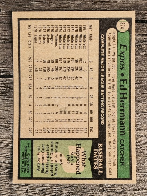 1979 Topps #374 Ed Herrmann (NM)