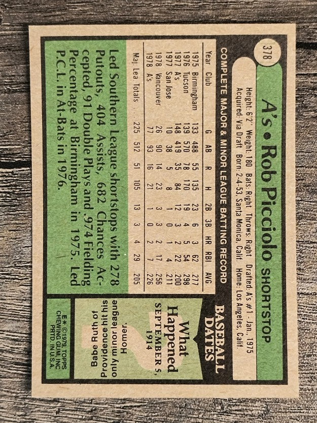 1979 Topps #378 Rob Picciolo (EXMT)