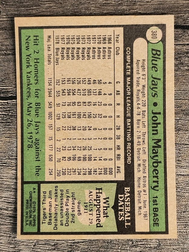 1979 Topps #380 John Mayberry (EXMT)